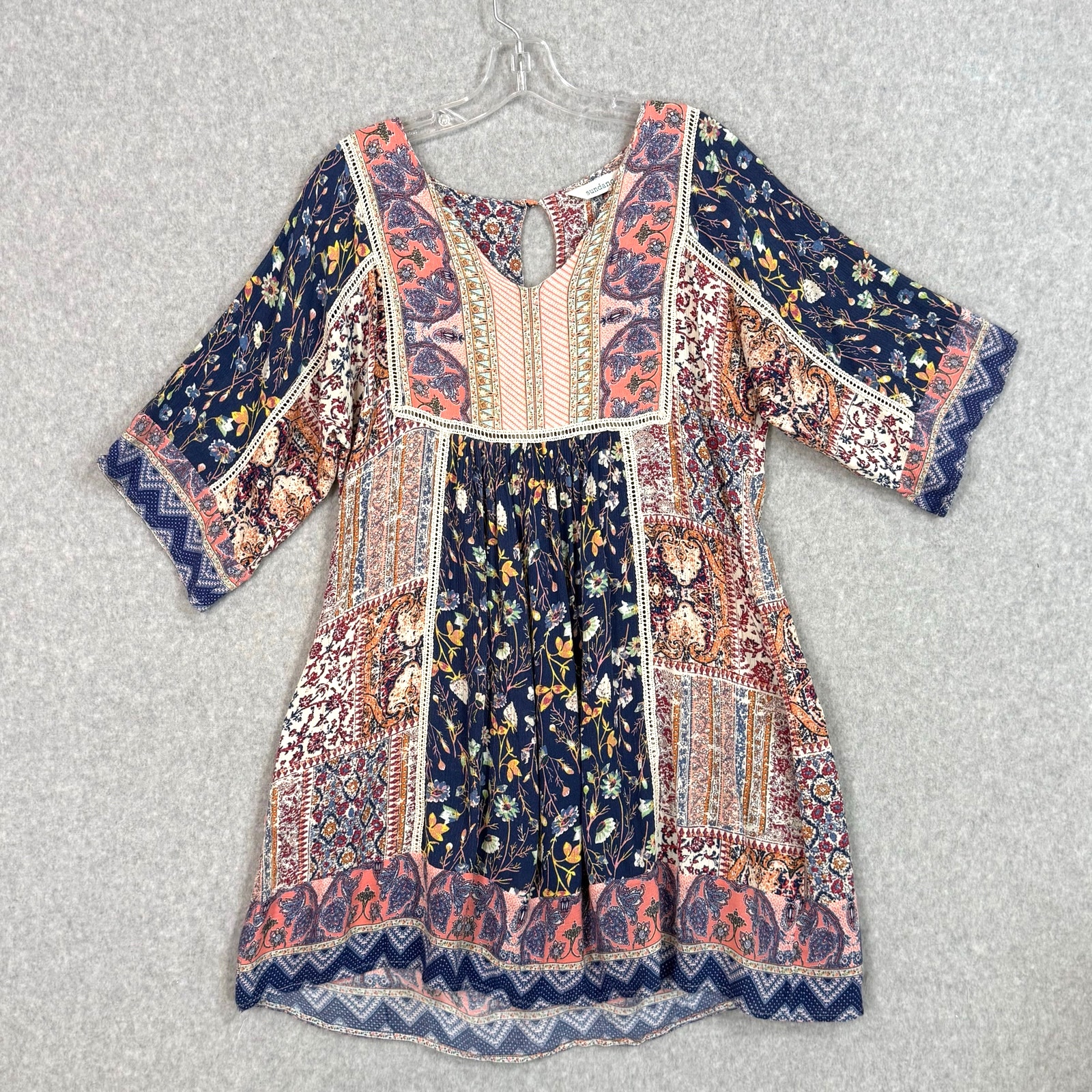 Sundance Everyday Dream Tunic Mini Dress Size M Crochet Hippie Country Boho